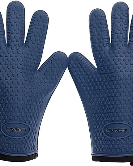 KITCHEN PERFECTION S Silicone Smoker Oven Gloves -Extreme Heat Resistant BBQ Gloves -Handle Hot Food Right on Your Grill Fryer Pit|Waterproof Oven Mitts |Superior Value Set+3 Bonuses