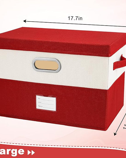 Large Linen Fabric Foldable Storage Bins with Removable Lid and Handles, Washable Storage Box Organizer Containers Baskets Cube with Cover for Bedroom,Closet,Office(Black&White, Large(2-Pack))