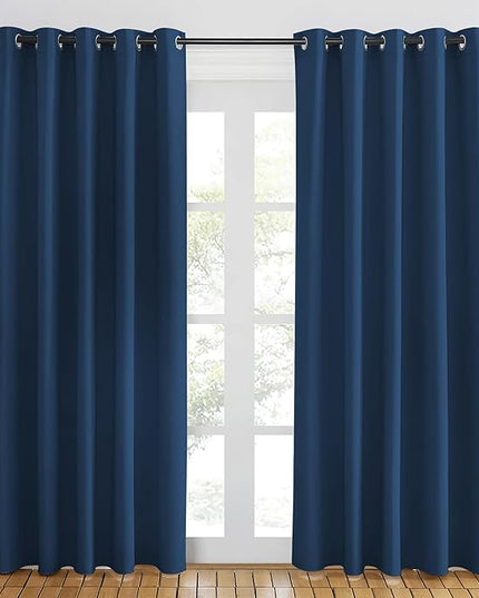 NICETOWN Moroccan Blue Blackout Curtains 84 inch Length, Grommet Top Room Darkening Drapes for Bedroom Living Room, Light Blocking Window Covering for Privacy (W66 x L84 Inch, 1 Panel)