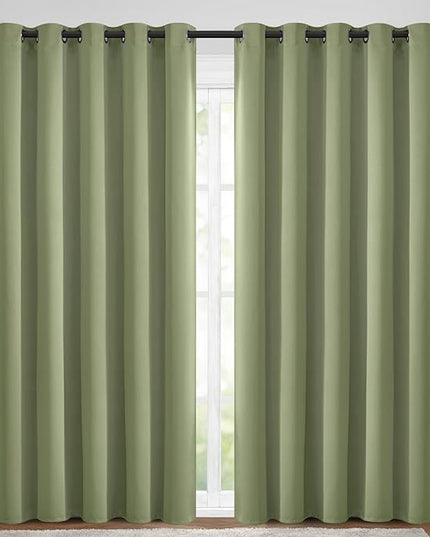Yakamok 84 Inch Length Blackout Curtains for Bedroom, Light Blocking Drapes Room Darkening Thermal Insulated Solid Grommet Panels for Living Room, (70Wx84L, Sage Green, 2 Panels)