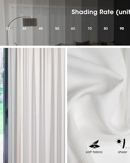 SmartWings Automatic Curtain Opener with Drapery, Motorized Vertical Blinds with Remote, Electric Closet Doors Sliding Panels Compatible with Alexa Google Homekit, Sheer Dazzling Profusion