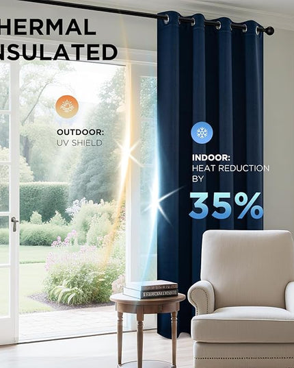 Joydeco Blackout Curtains 72 Inch Length 2 Panels Set, Thermal Insulated Long Drapes 2 Burg, Room Darkening Grommet Drapes for Living Room Bedroom Window