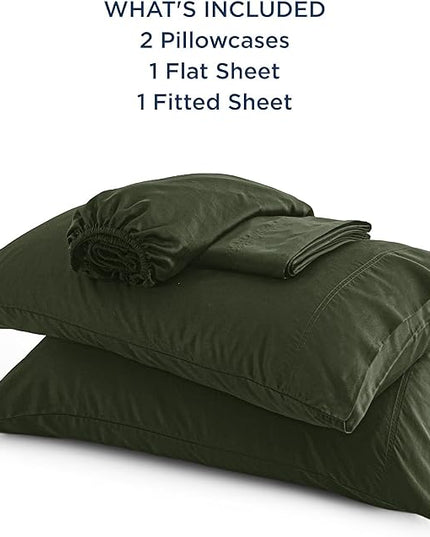 Bedsure California King Sheet Sets, Cooling Sheets, Rayon Derived from Bamboo, Breathable & Soft, Deep Pocket Up to 16 Inches, Hotel Luxury Silky Bedding for Hot Sleepers, Olive Green