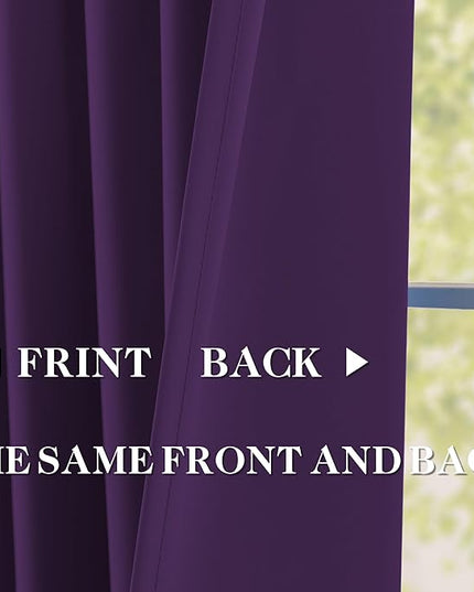 DONREN Royal Purple Pinch Pleated Blackout Curtains with Hooks - 92 inch Length Room Darkening Thermal Insulated Window Curtain Panels for Living Room Bedroom 2 Panel 40" Wx92 L