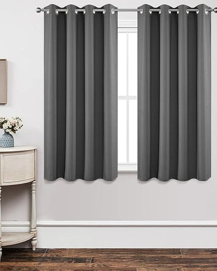 Joydeco Blackout Curtains 63 Inch Length 2 Panels Set, Thermal Insulated Long Curtains& Drapes 2 Burg, Room Darkening Grommet Drapes for Living Room Bedroom Window (W52 x L63 Inch, Light Grey)