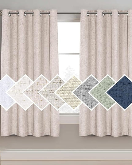 H.VERSAILTEX 100% Blackout Curtain for Bedroom 63 Inches Long Grommet Linen Face Full Light Blocking Curtain Drape for Living Room Thermal Insulated Linen Look Curtain 1 Panel, 52" W x 63" L, Natural