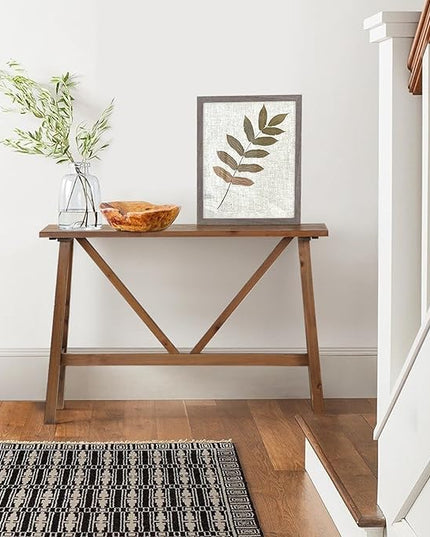 Wnutrees 43" Farmhouse Solid Wood Console Tables, Rustic Hallway Table, Solid Firwood Sofa Table for Entryway, Living Room, Easy Assembly, Natural