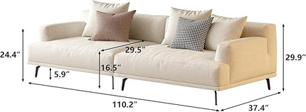 110.2” Modern Sectional Sofa, Oversized Upholstered Couch with Deep Seat, Sturdy Metal Legs, Easy to Assemble, 4 Seater Beige Fabric Sofa for Living Room and Bedroom, Beign