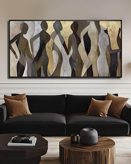 Artexist Figure Wood Wall Decor Neutral Wall Art Modern Poster Printing 24"x48" Picture for Bedroom Hanging Art for Dining Room Area