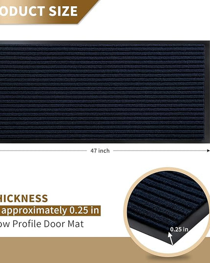 Yimobra Front Door Mat Outdoor Indoor Entrance, 100% Waterproof All-Season All Weather Doormat, Welcome Matt Outside Entry, Non Slip, Low Profile, Heavy Duty Patio Porch Floor Mats,47 x 24,Navy Blue