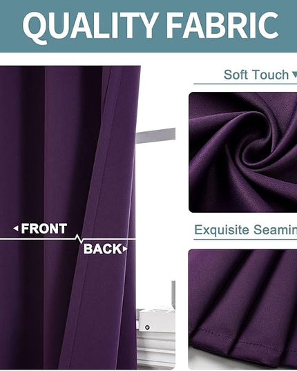 ChrisDowa Grommet Blackout Curtains for Bedroom and Living Room - 2 Panels Set Thermal Insulated Room Darkening Curtains (Royal Purple, 42W x 84L)