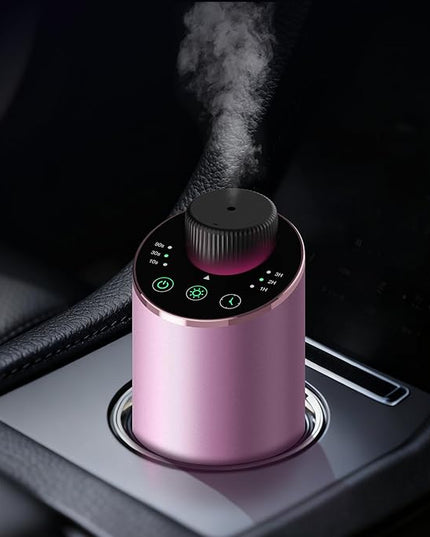 Waterless Essential Oil Diffuser Scent Aromatherapy Diffusers for Home Large Room, Car, Office, Portable Battery Operated Cordless Air Freshener, 4 Timers & 3 Mist Levels, 100ml Capacity (Pink)