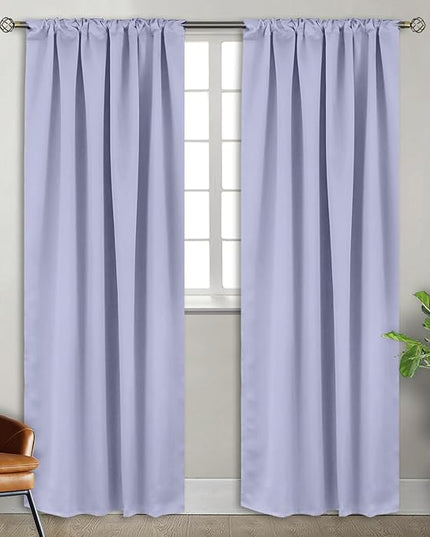 BGment Rod Pocket and Back Tab Blackout Curtains for Bedroom - Thermal Insulated Room Darkening Curtains for Living Room, 2 Window Curtain Panels (42 x 84 Inch, Lavander)