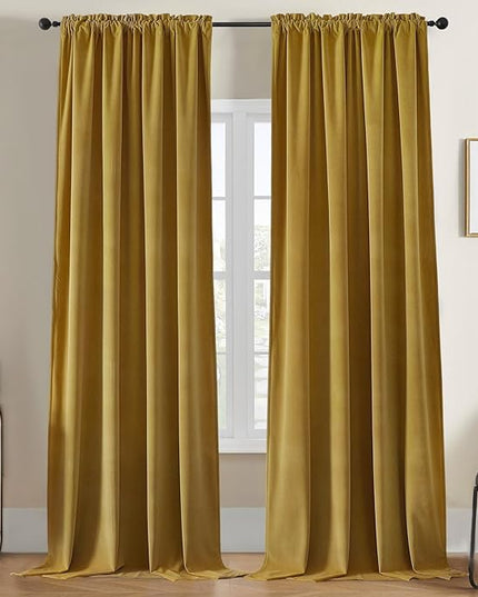 Joydeco Customized Curtains, Super Soft Velvet Curtains for Bedroom and Living Room, Heavy Duty Luxury Thermal Insulated Golden Brown Velvet Curtains Rod Pocket 1 Panel, Custom Size