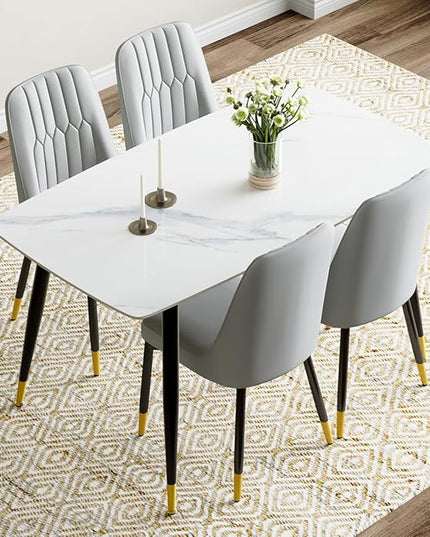 50'' Dining Table Set for 4, Dining Room Sets for 4, Sintered Stone Dining Table Chairs Set of 4, Easy to Assemble，Suitable for Small Spaces