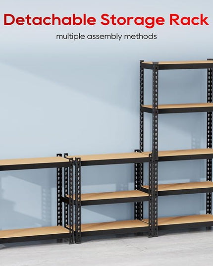 1655LBS Heavy Duty Storage Shelves, 5-Tier Metal Shelving for Garage, 11.8" D x 27.6" W x 60" H, with MDF Boards & Anti-Slip Mat, Ideal for Home, Office, and Warehouse Use