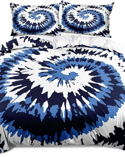 Tie Dye Duvet Cover Set King Size Tie Dye Purple Blue Bed Set Boys and Girls Comforter Cover and Pillow Shams for Women Decor Bedroom