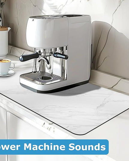 Dish Drying Mat Coffee Bar Mat for Kitchen Counter, Absorbent Dish Rack Pad Hide Stain with Non-slip Rubber Backed Coffee Accessories Fit Under Espresso Machine Maker White Marble 22.83"x14.96"
