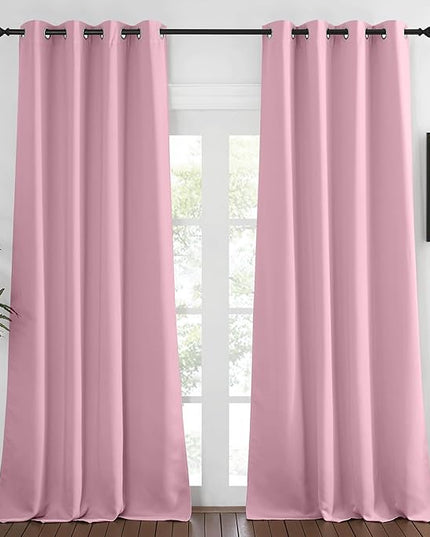 NICETOWN Blackout Room Darkening Window Curtain - Thermal Insulated Solid Grommet Blackout Patio Door Curtain/Drape for Living Room (Rouge Pink, 1 Panel, 52 by 95-inch)