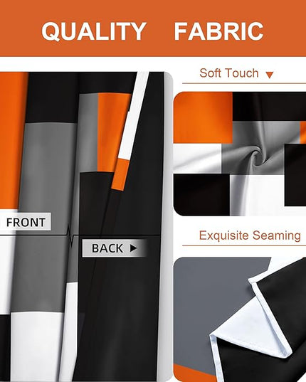 Orange 100% Blackout Curtains for Bedroom 96 inch Long 2 Panels Set Black Grey Modern Abstract Geometric Black Out Curtains Insulated Room Darkening Window Drapes for Living Room, 52Wx96L