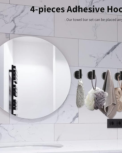 Newfun 10-Pieces Bathroom Hardware Set, Includes 24 Inch Towel Racks for Bathroom Wall Mounted, Toilet Paper Holder, Towel Hooks for Bathrooms, Towel Rings for Bathroom Wall (Matte Black)