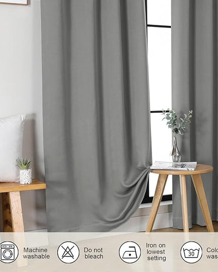 Gwine Light Grey Blackout Curtains for Bedroom 54 Inches Long, Thermal Insulated Room Darkening Curtains for Living Room Each 40" Wx54 L, 2 Panels