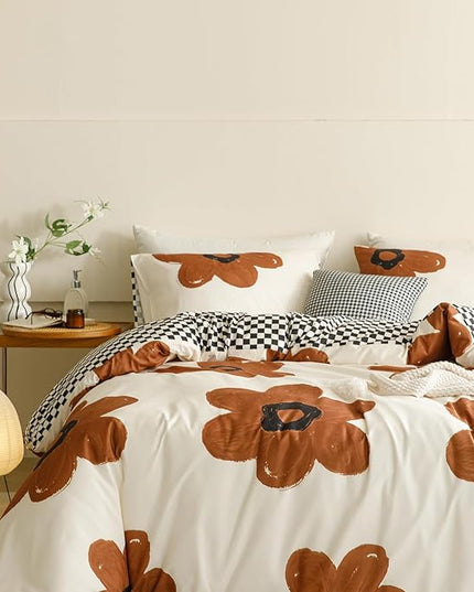 Houseri Pumpkin Color Sunflower Comforter Set Twin Foral Bedding Soft Comfy Comforter Quilts