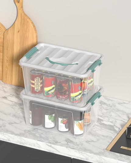 14 Quarts Latching Storage Containers, 8-Pack Clear Plastic Tote Boxes with Lids and Handles