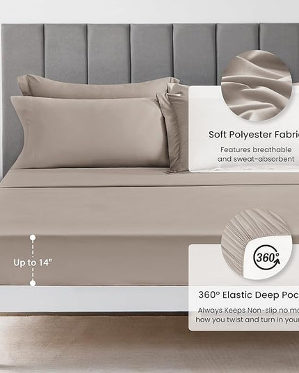 Love's cabin Queen Comforter Set Burlwood, 7 Pieces Queen Bed in a Bag, All Season Queen Bedding Sets with 1 Comforter, 1 Flat Sheet, 1 Fitted Sheet, 2 Pillowcase and 2 Pillow Sham