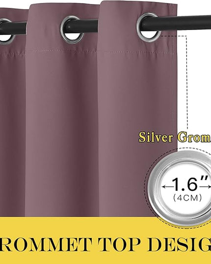 NICETOWN Blackout Doorway Curtain Drape 78 inch Long - Grommet Noise Reducing Thermal Insulated Solid Modern Window Treatments for Bedroom Closet (1 Panel, 52 x 78 Inch, Dry Rose)