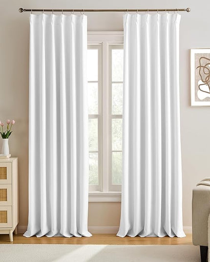 KEQIAOSUOCAI Extra Long Pleated Curtains 120 Inches Long 10 ft Length,Luxury Pinch Pleats Drapes for Sliding Door, Window Curtain Panels Sweep to Floor for Villa 40x120,Set of 2