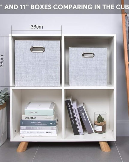 11 Inch Cube Storage Bins for Organization, Fabric Storage Cubes Closet Storage Bins for Cube Organizer, Thick and Heavy Duty Storage Baskets for Shelves, 4pcs, Sliver Grey