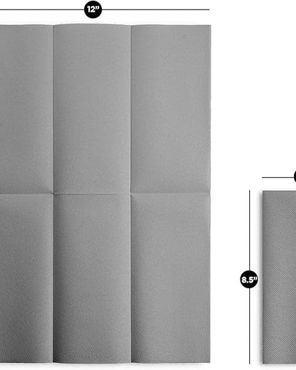 Linen-Feel Grey Paper Napkins - Decorative Cloth-Like Disposable Dinner Napkins - Soft And Absorbent Napkins for Thanksgiving, Party, Wedding, Bathroom Or Any Occasion. (Pack of 100)