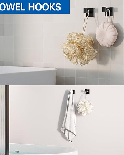 10-Piece Bathroom Hardware Accessories Set, 16 Inch SUS304 Stainless Steel Towel Bar Set, Wall Mounted Bathroom Towel Holders, Towel Hooks with Toilet Paper Holder