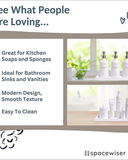 Countertop and Vanity Tray - 2 PC Large 11.7" Silicone Bathroom Trays, Counter Organizer, Dish Soap Sponge Holder Kitchen Sink Tray Organizer, Sink Caddy Toothbrush Key Kitchen Soap Trays