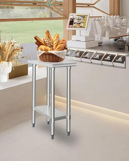 HARDURA Stainless Steel Table 24X12 Inches with Undershelf and Galvanized Legs NSF Heavy Duty Commercial Prep Work Table for Restaurant Kitchen Home and Hotel