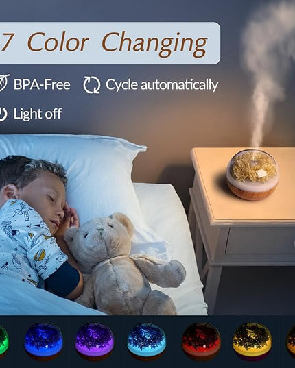 Aromatherapy Essential Oil Diffuser, 300ml Air Diffuser Humidifier with 7 LED Colors, Timer & Auto-Off for Home Bedroom Office (Beige)