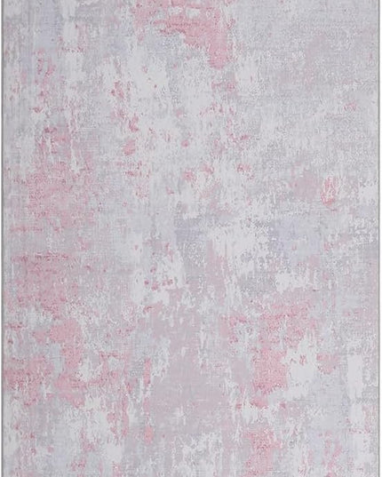 Modern Abstract Runner Rug 2x5 Washable Non Slip Stain Resistant Rug for Bedroom Living Room Non Shedding Low Pile Indoor Floor Cover,Grey Pink