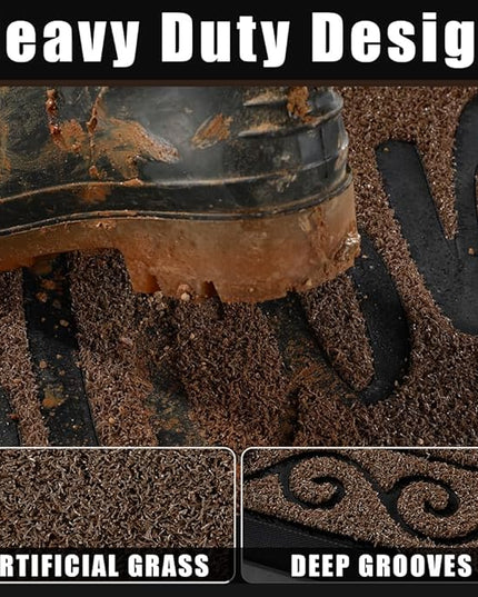 Yimobra Welcome Mat, Heavy Duty Sturdy Door Mats for Home Entrance Outdoor Indoor, Front Doormat for Outside Patio Floor Entry Porch Garage Office, Waterproof, Low Profile, 36x24, Coffee