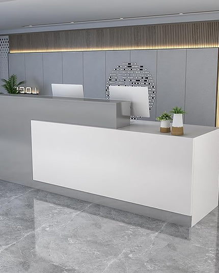 Reception Desk with Lockable Drawers, Modern Retail Counter, Home Office Desk for Checkout, Office/Beauty Salon/Lobby
