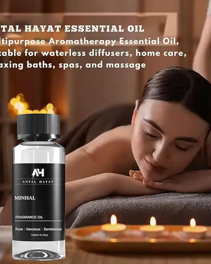 Minhal Diffuser Oil 120ml – Hotel Collection Scent – Inspired by Iris de Nuit Perfume – Rose, Narcissus, Patchouli – Luxury Essential Oil for Home – Fragrance Oil for Waterless Diffusers