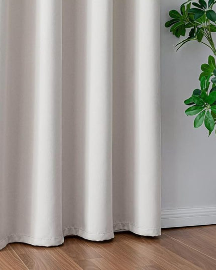 Greyish White Curtains 108 Inch Length 2 Panels Set, Light Filtering Curtains for Living Room 108 Inch Long, Grommet Energy Saving Semi Sheer Drapes for Bedroom Window(W52 x L108)