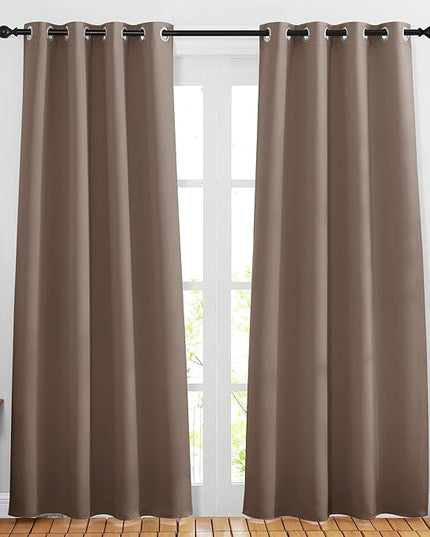 NICETOWN Blackout Doorway Curtains 80 inches Long for Bedroom - Grommet Light & Heat Blocking Window Treatments Sound Reducing Drapes for Living Room (2 Panels, W46 x L80, Cappuccino)