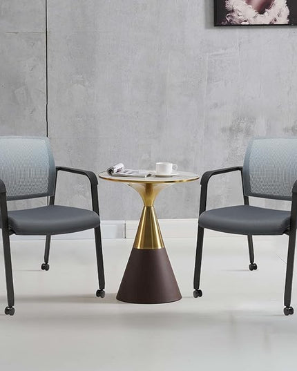 CLATINA Mesh Back Stacking Arm Chairs with Upholstered Fabric Seat and Ergonomic Lumbar Support for Office School Church Guest Reception (WithWheels Gray- 8 Pack)