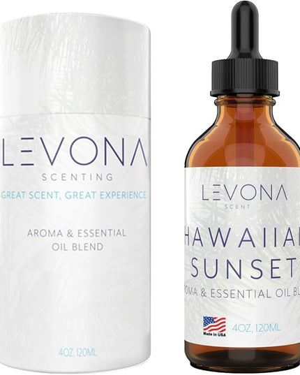 Levona Scent Essential Oils - Scents for Home, Hotel & Office Use - Perfect for Home Diffuser & Humidifiers - Aroma Fragrance Oil, Ideal for Massage, Relaxation, and Spa - Hawaiian Sunset, 120ml