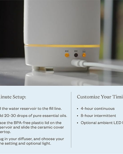 Vitruvi Stone Diffuser, Ceramic Ultrasonic Essential Oil Diffuser for Aromatherapy | Ceramic Diffuser, Diffusers for Home, Oil Diffuser, Room Decor | Suede, 90ml Capacity