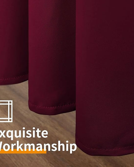 YoungsTex Short Blackout Curtains 40 Inch Length for Kitchen Window - Burgundy Thermal Insulated Drapes with Grommet Room Darkening Christmas Decor for Bedroom Bathroom, 2 Panels, 42 x 40 Inch