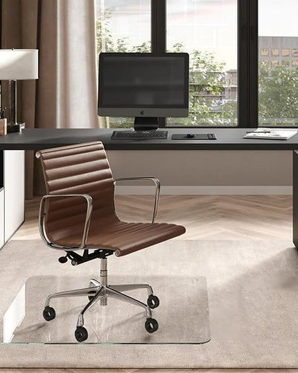 Vitrazza Glass Chair Mat 42” x 42” Superior ¼ Thick, Luminoso Low-Iron Ultra Clear, Certified Tempered Safety Glass, Delivers a Smooth Glide, Protects Carpet or Wood, Beautiful in Home or Office.