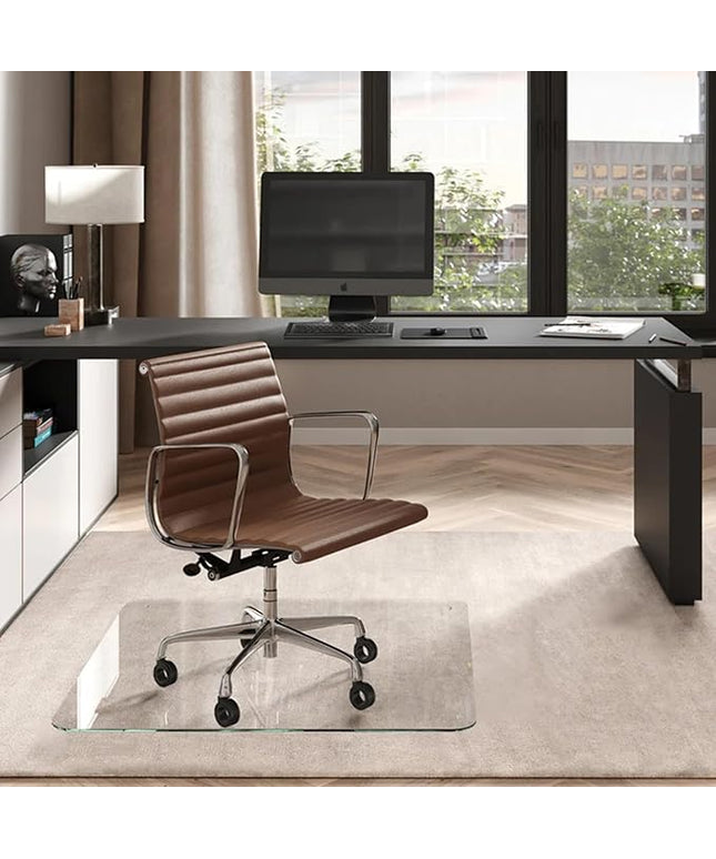 Vitrazza Glass Chair Mat 42” x 42” Superior ¼ Thick, Luminoso Low-Iron Ultra Clear, Certified Tempered Safety Glass, Delivers a Smooth Glide, Protects Carpet or Wood, Beautiful in Home or Office.