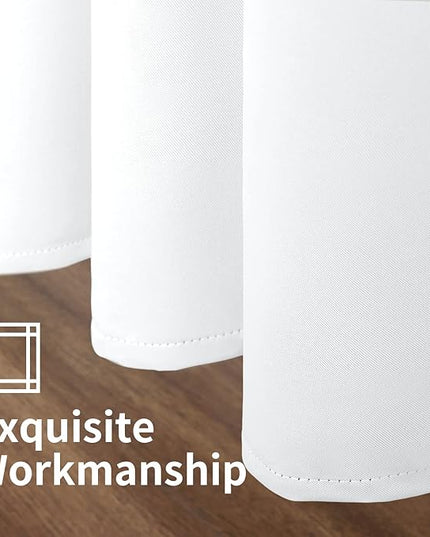 YoungsTex White Short Curtains 48 Inches Length - Grommet Small Window Drapes for Kitchen Bathroom Cafe Office Bedroom, 2 Panels, 42 x 48 Inch